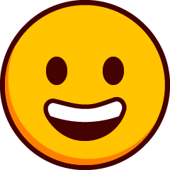 A smiling emoji with open eyes and an open mouth.