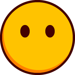 A wide eyed emoji with no mouth.