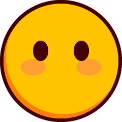 A blushing emoji with no mouth.