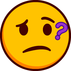 A slightly frowning emoji with furrowed eyebrows and a question mark on its face.
