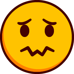 An emoji with a quivering closed mouth frown and open eyes with slightly raised eyebrows.