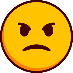 A deeply frowning emoji with glaring eyes.