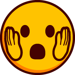 An open eyed, open mouthed emoji with hands on the sides of its face.