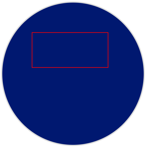 A screenshot of the robot’s screen with a red rectangle with a thin border drawn across the upper half.