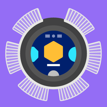 A top down icon of the robot with fans emerging from all six LED locations.