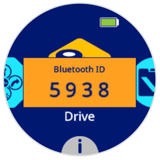 The AIM Robot screen is shown with a prompt that reads "Bluetooth ID 5938."