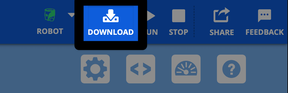 The same image of the upper right corner with the Download button highlighted, to the right of the green Robot icon.