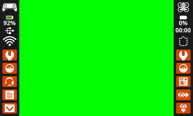 A screenshot of the VEX AIR Drone Controller screen, with the entire printable area of the screen filled with bright green.