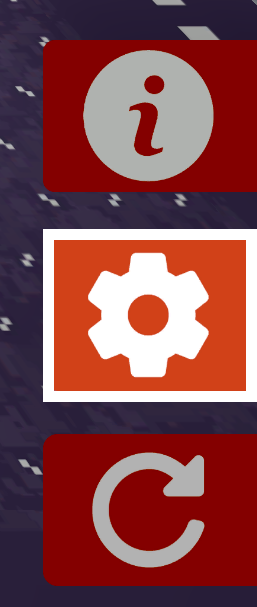 Vertical toolbar with icons for information, settings, propeller lock, and reset, with the settings gear icon highlighted.