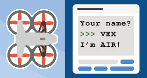 The VEX AIR Console interface in VEXcode AIR.