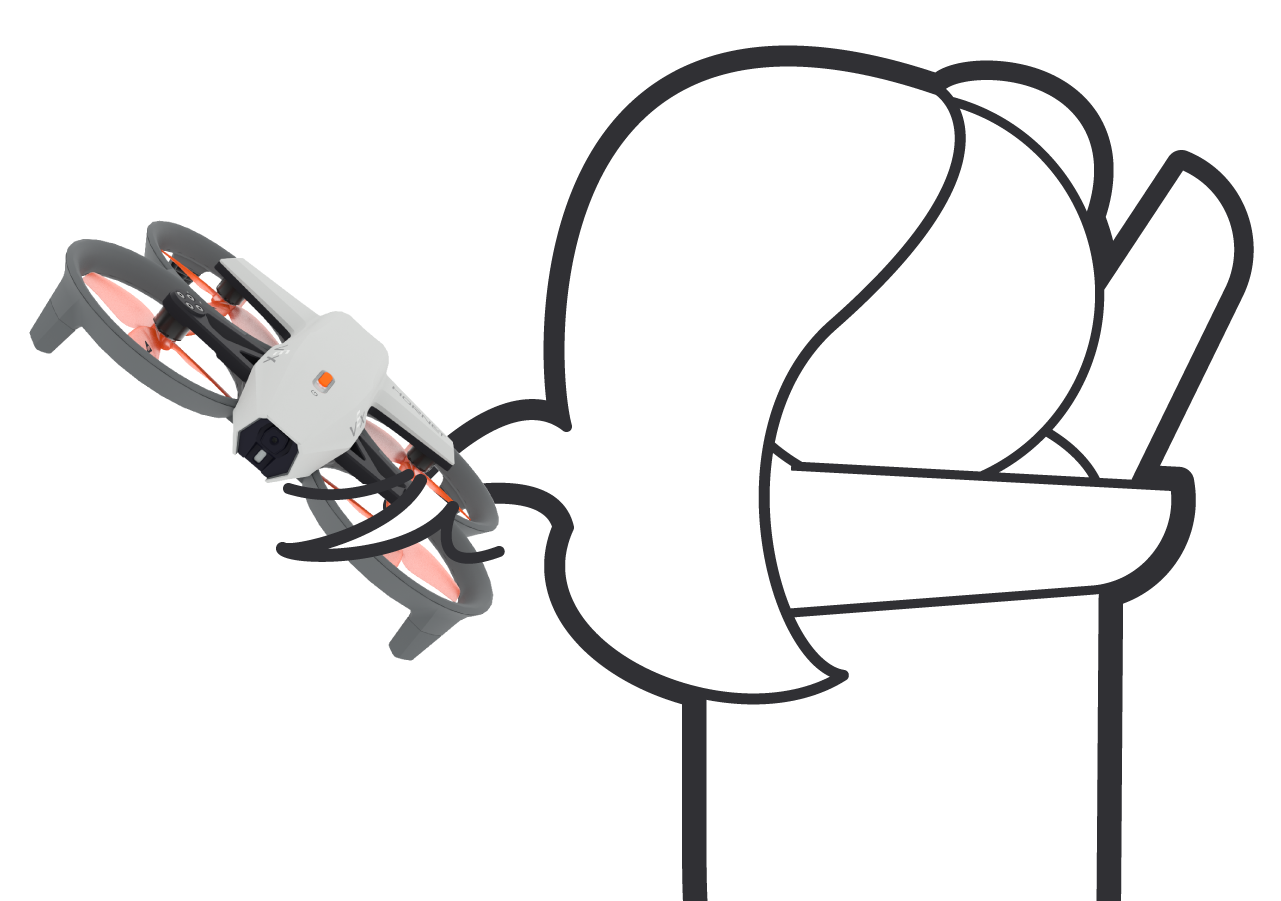 Ilustración de un dron que se enreda en el cabello de una persona.