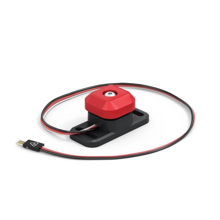 El interruptor de parachoques VEX que es rojo.