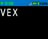Captura de pantalla del EXP Brain que muestra el texto "VEX" en una fuente más grande que la predeterminada.