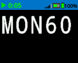 El Cerebro imprime números y letras en la pantalla con una fuente MONO 60. Solo se muestra MON60.