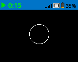 Captura de pantalla de IQ Brain con un círculo blanco dibujado en el centro de la pantalla.