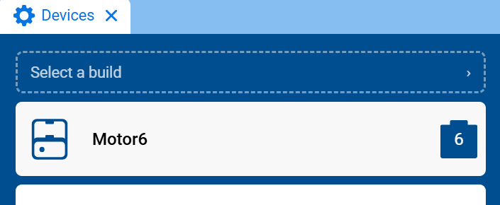 Screenshot of the Devices tab, showing Motor6 in the list of devices.