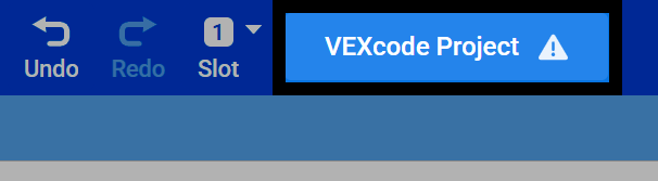 Captura de pantalla de la barra de herramientas de VEXcode IQ (2.ª generación), con el nombre del proyecto VEXcode Project resaltado.