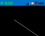 Captura de pantalla de IQ Brain con una línea blanca que comienza ligeramente a la izquierda del centro y se extiende diagonalmente hacia abajo y a la derecha, hacia la esquina inferior derecha de la pantalla.