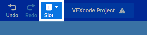 Captura de pantalla de la barra de herramientas de VEXcode con el botón Slot resaltado.