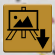 Botón de descarga de lienzo de Art Canvas+ Playground que muestra un caballete de arte con una flecha apuntando hacia abajo.