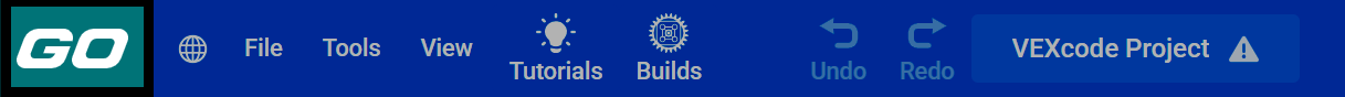 Screenshot of the VEXcode GO toolbar, with the platform icon highlighted.