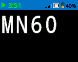 The same screenshot as the one previous, now with Mono 60 font. The screen shows MN 60 in large font, taking up nearly the whole top half of the screen.