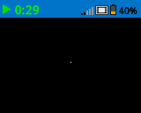 A screenshot of the IQ Brain screen with a tiny white dot in the center of the screen.
