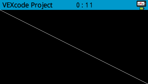A screenshot of the V5 Brain screen shows a thin diagonal line across the center, from the upper left corner to the lower right corner.