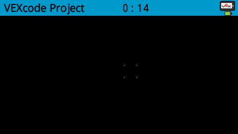 A screenshot of the V5 Brain screen showing an assortment of pixels showing the corners of a square near the center of the screen.