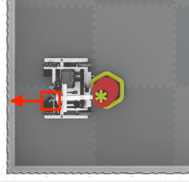 A top-down view of the VEX V5 field showing the sensor looking at the Field Code on the sides of the field.