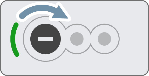 A VEX V5 Motor showing the reverse direction indicated by a minus sign and an arrow indicating it is rotating right, or clockwise.