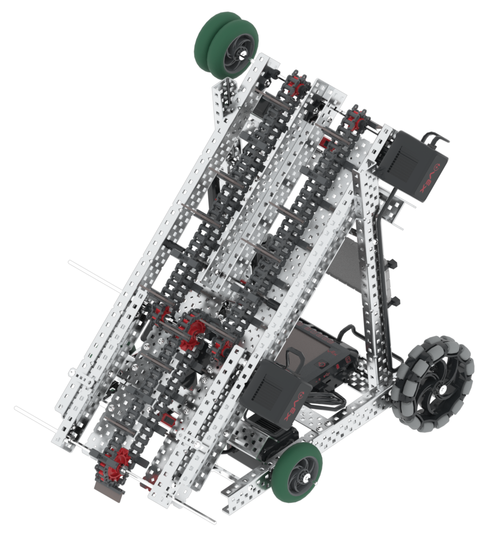 The VEXcode VR Robot window showing the Disco Robot. It shows the robot collecting and scoring Discs, and spinning rollers.