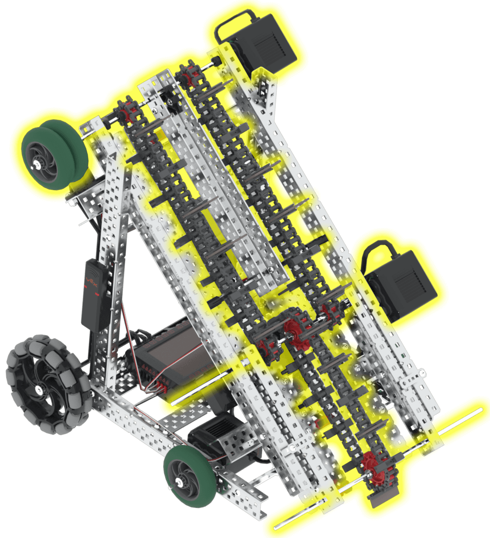 Disco robot intake motor group and roller wheels.