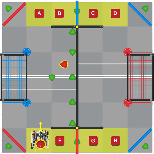 Field layout for the V5 Over Under Playground with starting positions and Triball placement options.
