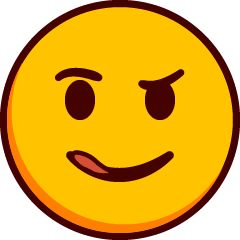 一个微笑、舌头微微伸出、眉毛上扬的表情符号。