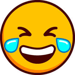 一个嘴角露出笑容、双眼紧闭、泪流满面的表情符号。