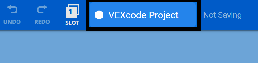 VEXcode AIR 工具栏的中心，项目名称对话框突出显示。项目名称显示为“新项目名称”。